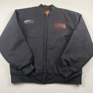 Red Cap Work Wear Mechanic Jacket Men’s L Jiffy Lube Quilted Lined Bomber Black